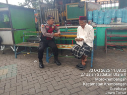 Polsek Krembangan Sambangi Tokoh Agama dan Masyarakat di Gadukan Utara, Sampaikan Imbauan Kamtibmas